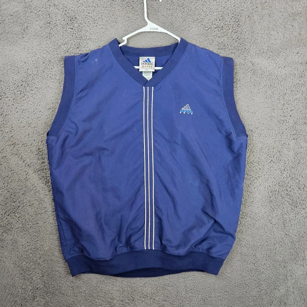 Vintage Adidas Golf Mens XXL Navy Blue V-Neck Wind Vest Pullover